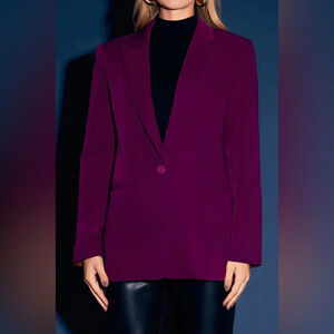 Endless Rose Single Breasted Blazer Bold Sz S Burgundy Powersuit 80’s